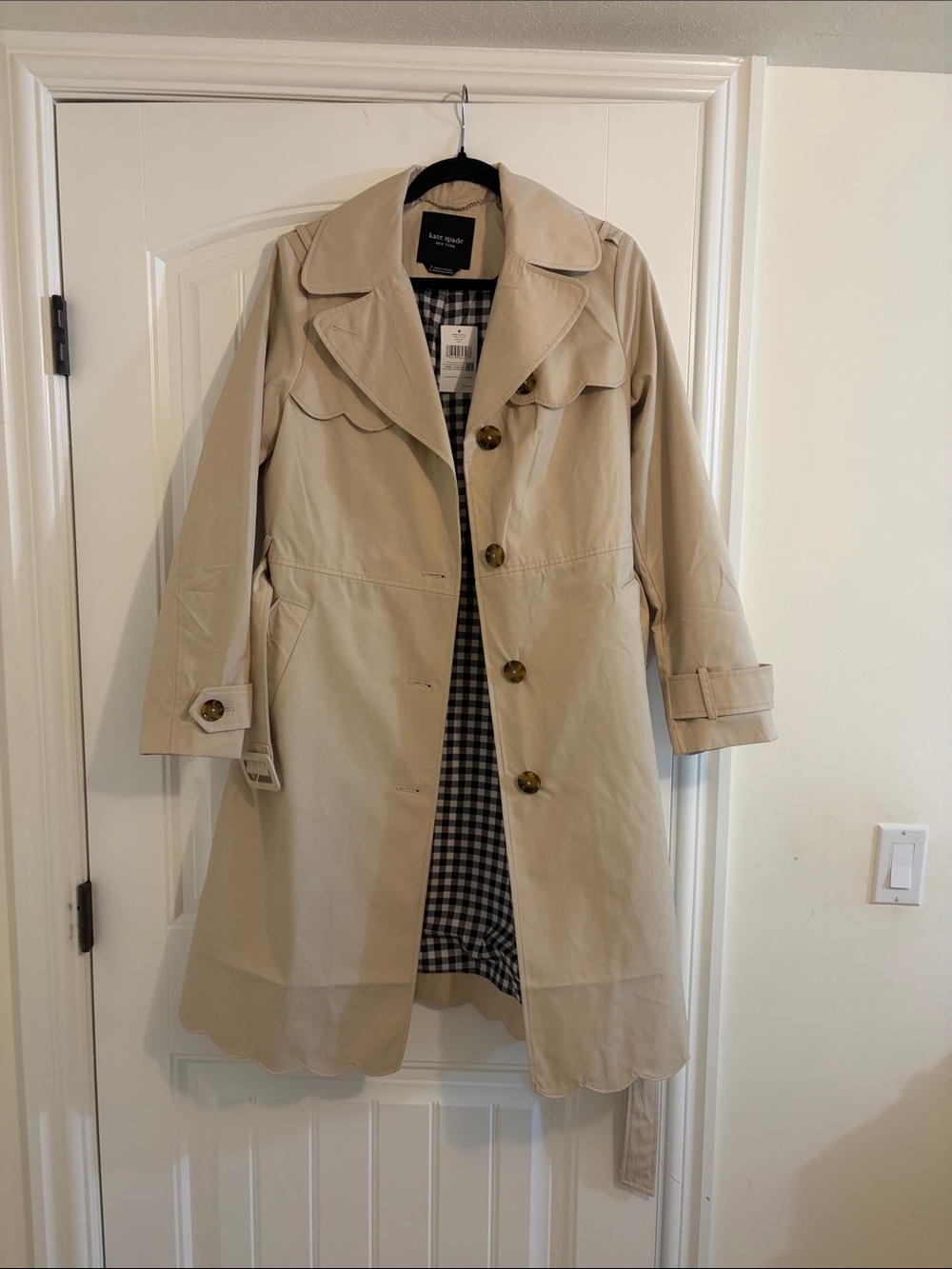 kate spade Scalloped Hem Light Beige Trench Coat